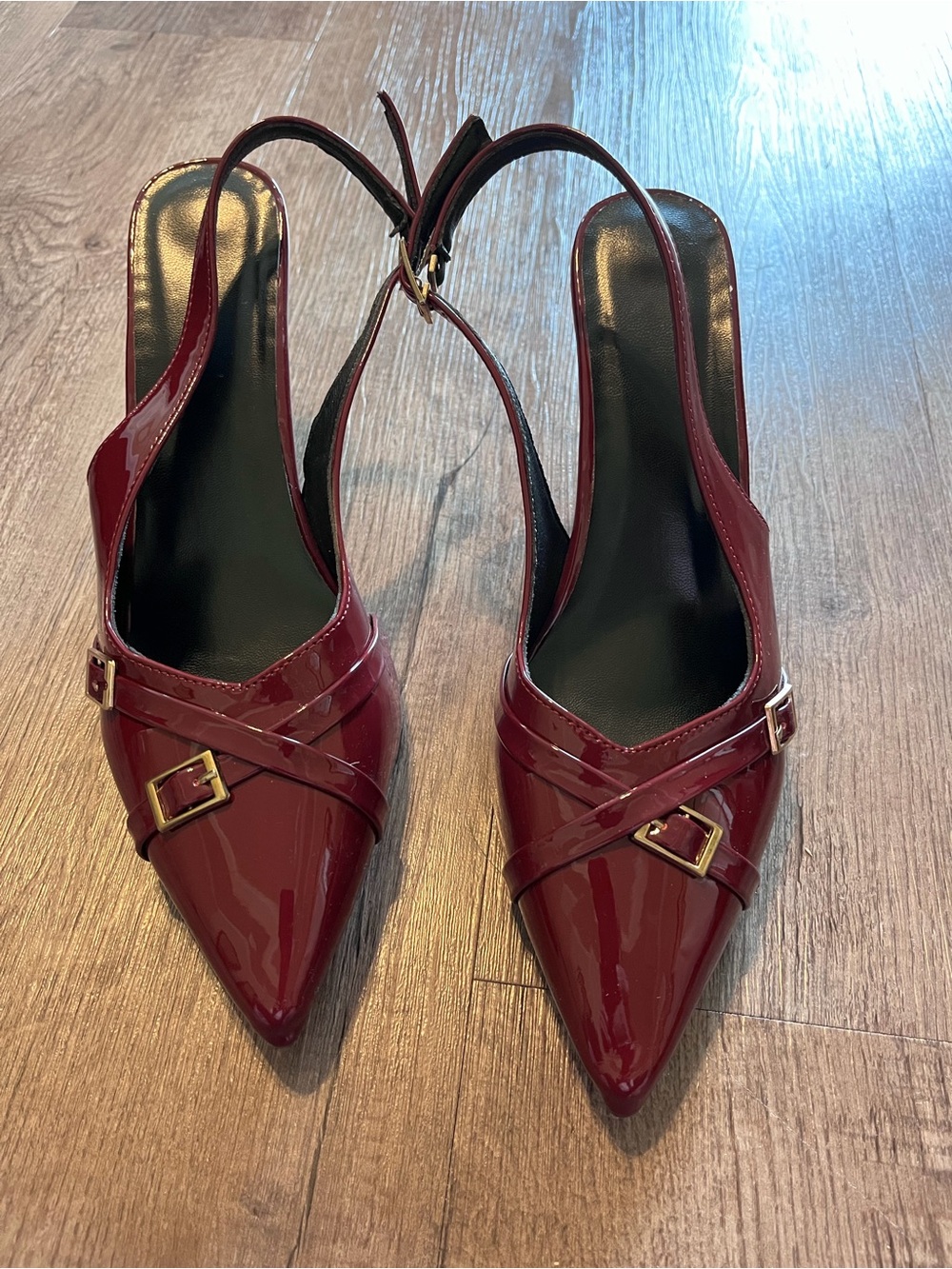 Women's Burgundy Patent Pointed-Toe Slingback Heels size 9 sexy professional